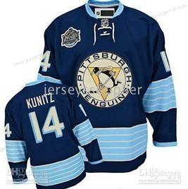 Herren Pittsburgh Penguins #14 Chris Kunitz Ausweichtrikot Trikots – Marineblau Blau