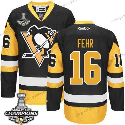 Herren Pittsburgh Penguins #16 Eric Fehr Ausweichtrikot Trikots 2017 Stanley Cup Champions Patch – Schwarz