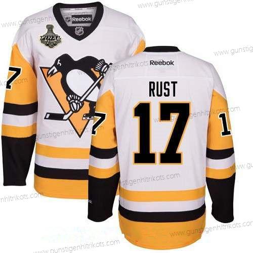 Herren Pittsburgh Penguins #17 Bryan Rust Ausweichtrikot 2017 Stanley Cup Finals Patch Strickerei NHL Reebok Hockey Trikots – Weiß