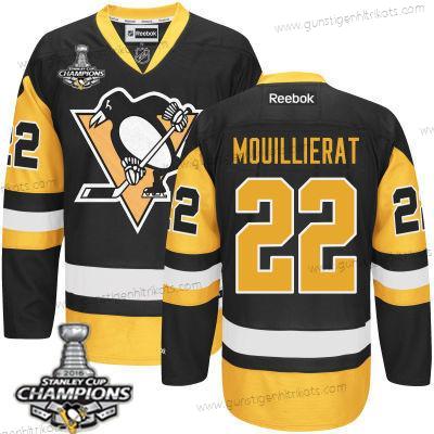 Herren Pittsburgh Penguins #22 Kael Mouillierat Ausweichtrikot Trikots 2017 Stanley Cup Champions Patch – Schwarz