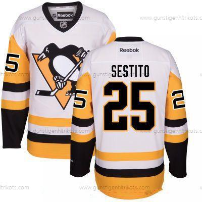 Herren Pittsburgh Penguins #25 Tom Sestito Ausweichtrikot Strickerei NHL Reebok Hockey Trikots – Weiß