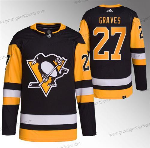 Herren Pittsburgh Penguins #27 Ryan Graves Strickerei Trikots – Schwarz