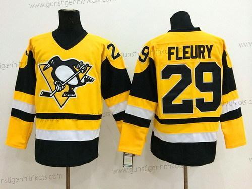 Herren Pittsburgh Penguins #29 Marc-Andre Fleury Retro CCM Trikots – Gelb