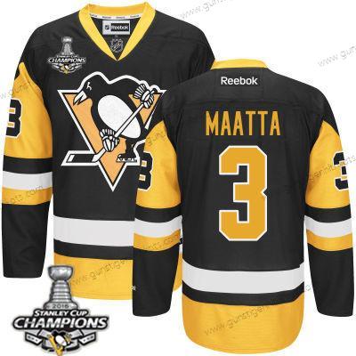 Herren Pittsburgh Penguins #3 Olli Maatta Ausweichtrikot Trikots 2017 Stanley Cup Champions Patch – Schwarz