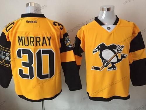 Herren Pittsburgh Penguins #30 Matt Murray 2017 Stadium Series Strickerei NHL Reebok Hockey Trikots – Gelb