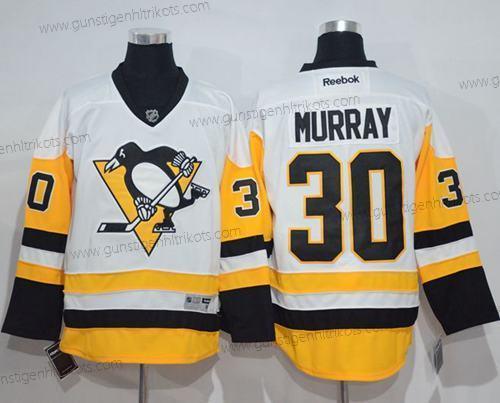 Herren Pittsburgh Penguins #30 Matt Murray New Auswärtstrikots Strickerei NHL Trikots – Weiß