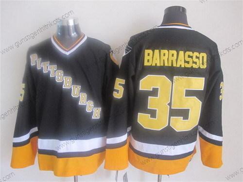 Herren Pittsburgh Penguins #35 Tom Barrasso 1993 Retro CCM Trikots – Schwarz