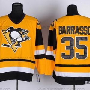 Herren Pittsburgh Penguins #35 Tom Barrasso Retro CCM Trikots – Gelb