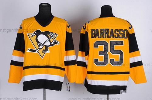 Herren Pittsburgh Penguins #35 Tom Barrasso Retro CCM Trikots – Gelb