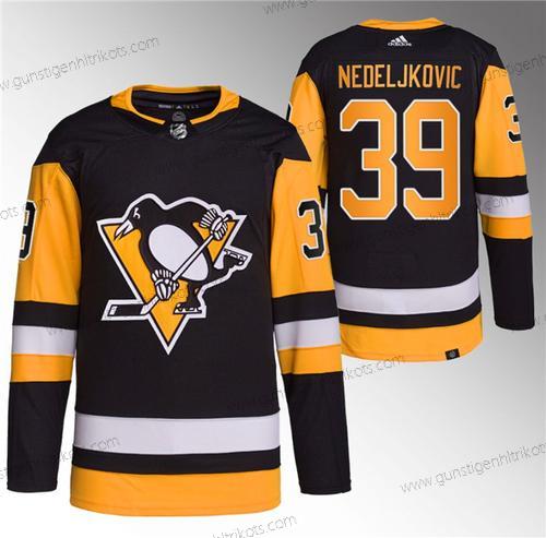 Herren Pittsburgh Penguins #39 Alex Nedeljkovic Strickerei Trikots – Schwarz