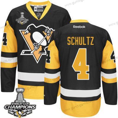 Herren Pittsburgh Penguins #4 Justin Schultz Ausweichtrikot Trikots 2017 Stanley Cup Champions Patch – Schwarz