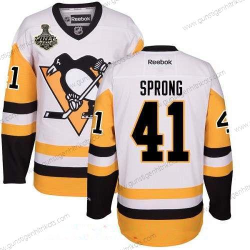 Herren Pittsburgh Penguins #41 Daniel Sprong Ausweichtrikot 2017 Stanley Cup Finals Patch Strickerei NHL Reebok Hockey Trikots – Weiß