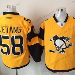 Herren Pittsburgh Penguins #58 Kris Letang 2017 Stadium Series Strickerei NHL Reebok Hockey Trikots – Gelb