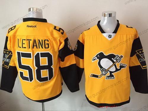 Herren Pittsburgh Penguins #58 Kris Letang 2017 Stadium Series Strickerei NHL Reebok Hockey Trikots – Gelb