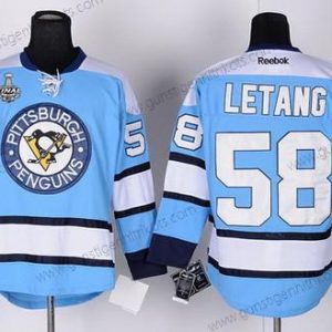 Herren Pittsburgh Penguins #58 Kris Letang 2017 Stanley Cup NHL Finals Patch Trikots – Blau