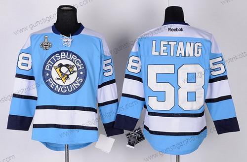 Herren Pittsburgh Penguins #58 Kris Letang 2017 Stanley Cup NHL Finals Patch Trikots – Blau