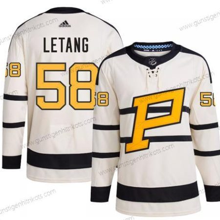 Herren Pittsburgh Penguins #58 Kris Letang 2023 Winter Klassisch Strickerei Trikots – Creme