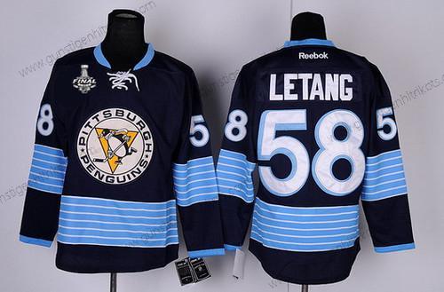 Herren Pittsburgh Penguins #58 Kris Letang Ausweichtrikot 2017 Stanley Cup NHL Finals Patch Trikots – Marineblau Blau