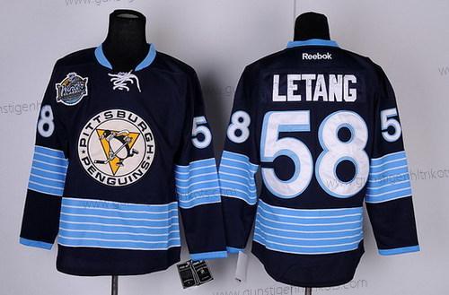 Herren Pittsburgh Penguins #58 Kris Letang Ausweichtrikot Trikots – Marineblau Blau