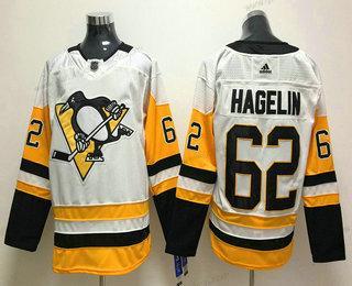 Herren Pittsburgh Penguins #62 Carl Hagelin 2017-2018 Hockey Strickerei NHL Trikots – Weiß