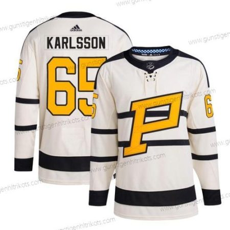 Herren Pittsburgh Penguins #65 Erik Karlsson 2023 Winter Klassisch Strickerei Trikots – Creme