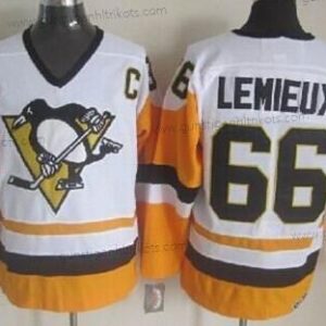 Herren Pittsburgh Penguins #66 Mario Lemieux 1972 With Retro CCM Trikots – Weiß Gelb