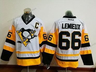 Herren Pittsburgh Penguins #66 Mario Lemieux 2016-17 Heimtrikots Strickerei NHL Retro Hockey Trikots – Weiß