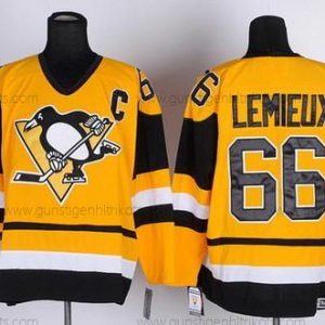 Herren Pittsburgh Penguins #66 Mario Lemieux Retro CCM Trikots – Gelb