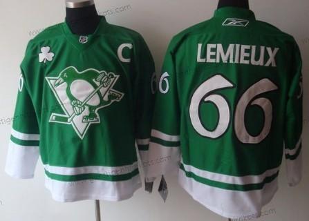 Herren Pittsburgh Penguins #66 Mario Lemieux St. Patrick’S Day Trikots – Grün