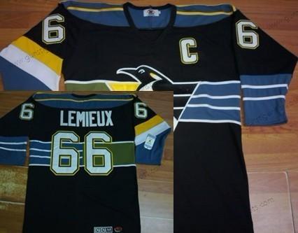 Herren Pittsburgh Penguins #66 Mario Lemieux With Retro CCM Trikots – Schwarz Blau