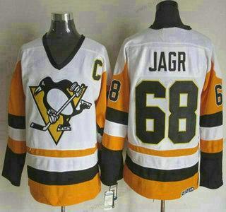 Herren Pittsburgh Penguins #68 Jaromir Jagr 1988-89 CCM Vintage Trikots – Weiß