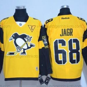 Herren Pittsburgh Penguins #68 Jaromir Jagr 2017 Stadium Series Strickerei NHL Reebok Hockey Trikots – Gelb