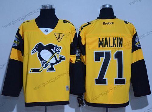 Herren Pittsburgh Penguins #71 Evgeni Malkin 2017 Stadium Series Strickerei NHL Trikots – Gold