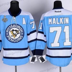 Herren Pittsburgh Penguins #71 Evgeni Malkin 2017 Stanley Cup NHL Finals A Patch Trikots – Blau