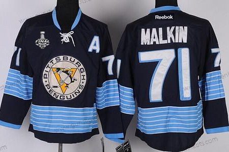 Herren Pittsburgh Penguins #71 Evgeni Malkin Ausweichtrikot 2017 Stanley Cup NHL Finals A Patch Trikots – Marineblau Blau