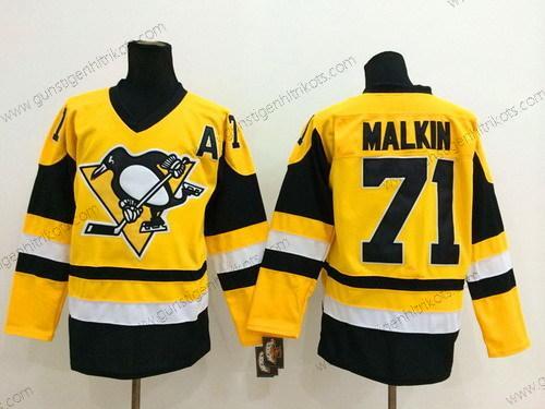 Herren Pittsburgh Penguins #71 Evgeni Malkin Retro CCM Trikots – Gelb