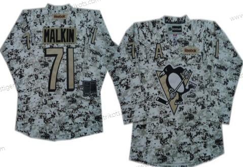 Herren Pittsburgh Penguins #71 Evgeni Malkin Trikots – Weiß Tarnfarbe