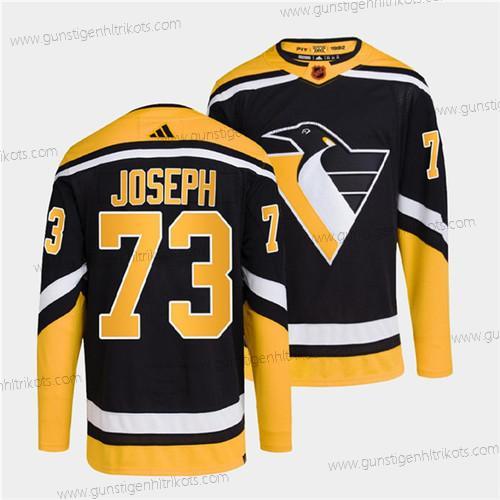 Herren Pittsburgh Penguins #73 Pierre-Olivier Joseph 2022 Rückseite Retro Strickerei Trikots – Schwarz