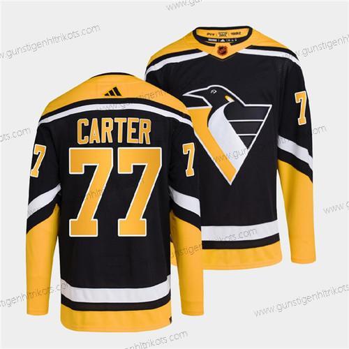 Herren Pittsburgh Penguins #77 Jeff Carter 2022 Rückseite Retro Strickerei Trikots – Schwarz