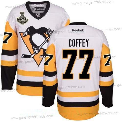 Herren Pittsburgh Penguins #77 Paul Coffey Ausweichtrikot 2017 Stanley Cup Finals Patch Strickerei NHL Reebok Hockey Trikots – Weiß