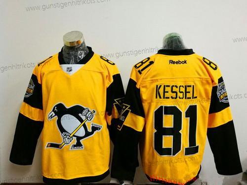 Herren Pittsburgh Penguins #81 Phil Kessel 2017 Stadium Series Strickerei NHL Reebok Hockey Trikots – Gelb