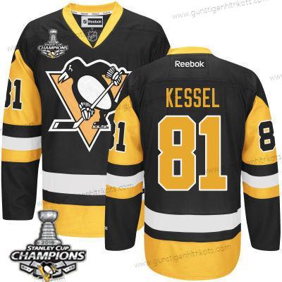 Herren Pittsburgh Penguins #81 Phil Kessel Ausweichtrikot Trikots 2017 Stanley Cup Champions Patch – Schwarz