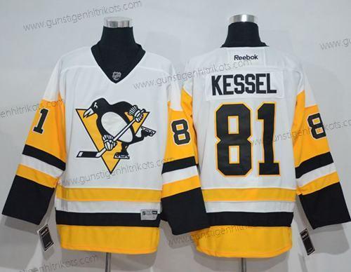 Herren Pittsburgh Penguins #81 Phil Kessel New Auswärtstrikots Strickerei NHL Trikots – Weiß