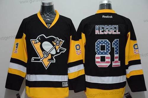 Herren Pittsburgh Penguins #81 Phil Kessel Reebok Ausweichtrikot NHL USA Flag Trikots – Schwarz