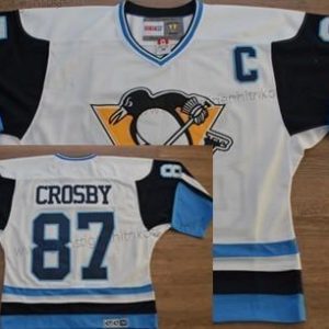 Herren Pittsburgh Penguins #87 Sidney Crosby 1972 With Retro CCM Trikots – Weiß Blau