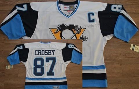 Herren Pittsburgh Penguins #87 Sidney Crosby 1972 With Retro CCM Trikots – Weiß Blau