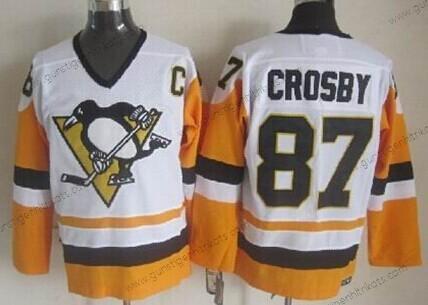 Herren Pittsburgh Penguins #87 Sidney Crosby 1972 With Retro CCM Trikots – Weiß Gelb