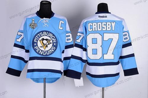 Herren Pittsburgh Penguins #87 Sidney Crosby 2017 Stanley Cup NHL Finals C Patch Trikots – Blau