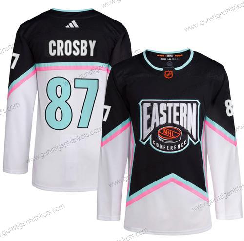 Herren Pittsburgh Penguins #87 Sidney Crosby 2023 All-Star Strickerei Trikots – Weiß Schwarz