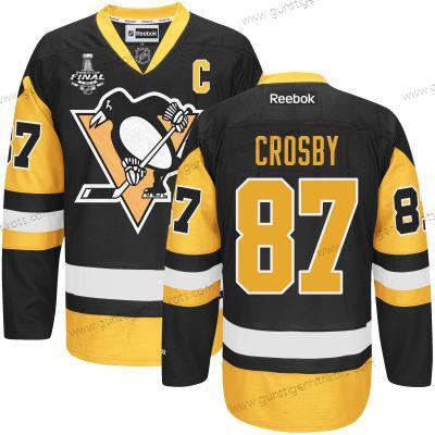 Herren Pittsburgh Penguins #87 Sidney Crosby Ausweichtrikot 2017 Stanley Cup NHL Finals C Patch Trikots – Schwarz